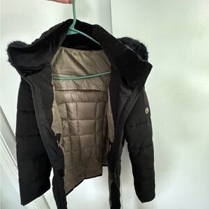 Women's Calvin Klein Black and Tan Puffer Jacket
